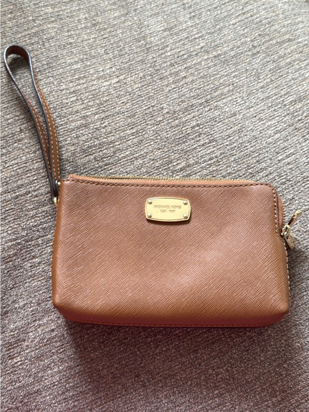 Michael Kors Tan Brown Leather Wristlet Clutch